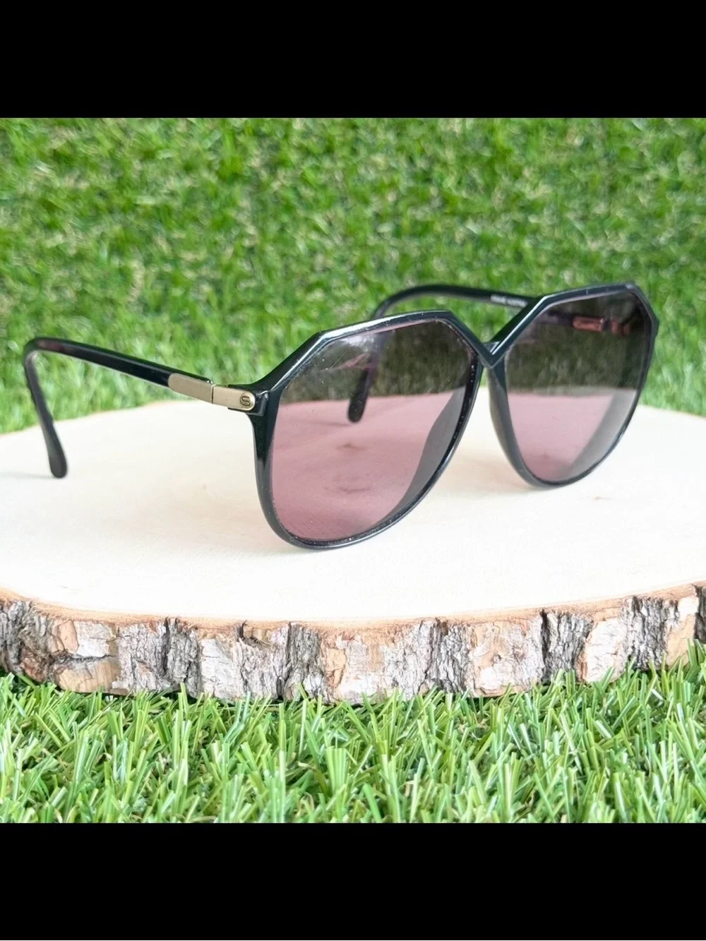 VTG Silhouette SPX M1135 Black Gold Angular Geometric Sunglasses Austria 80s